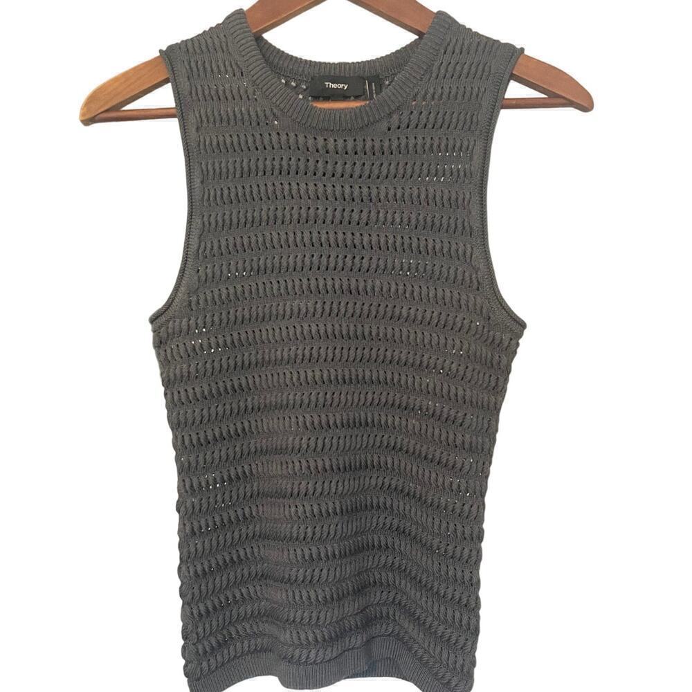 Theory Women's Textured Tricot Crew Neck Blouse Size Small